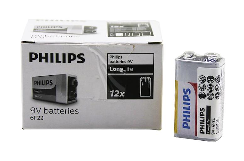 Philips LongLife 6F22 9 V Çinko Kare Pil 12'li