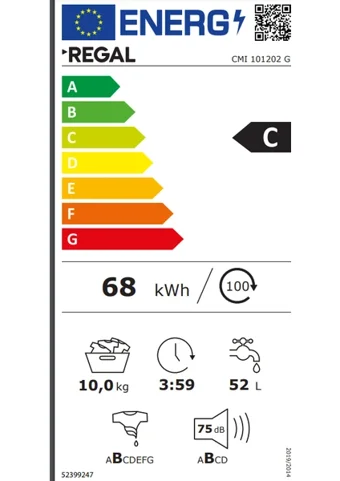 Regal CMI 101202 G 10 kg 1200 Devir C Enerji Sınıfı Gri Solo Çamaşır Makinesi