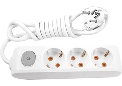 Viko Multi-Let 3500 W Kalın Topraklı Anahtarlı Akım Korumalı 3'lü 2 m Grup Priz Beyaz