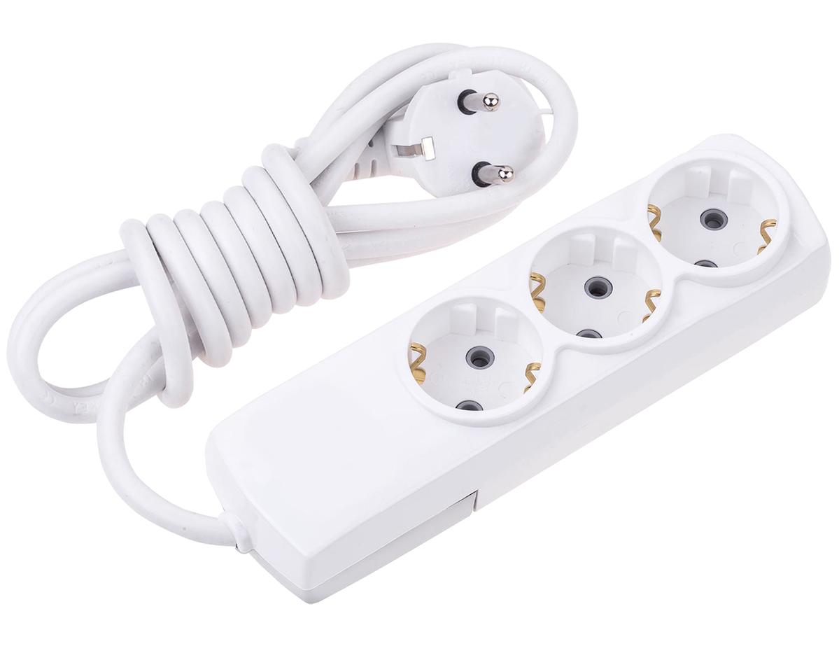 Mirsa 3500 W Kalın Topraklı 3'lü 5 m Grup Priz Beyaz