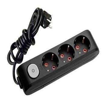 Viko Multi-Let 3500 W Kalın Topraklı Anahtarlı 3'lü 1 m Grup Priz Siyah
