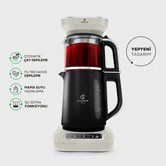 Karaca Robotea Pro 4 in 1 Konuşan Otomatik Cam Demlikli 2500 W Cam Gövdeli Starlight Retro Çay Makinesi