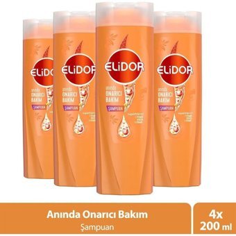Elidor Onarıcı Onarıcı Yıpranmış Saçlar İçin Keratinli C Vitamini - Keratin Şampuan 4x200 ml
