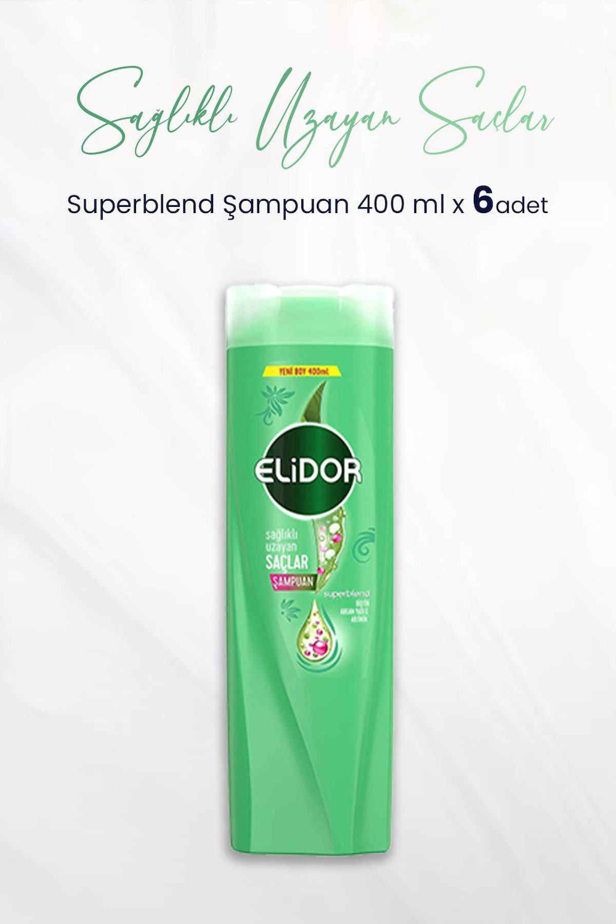 Elidor Superblend Saç Uzatan Tüm Saçlar İçin Düz Saçlar İçin Argan Yağlı 2'si 1 Arada Şampuan 6x400 ml