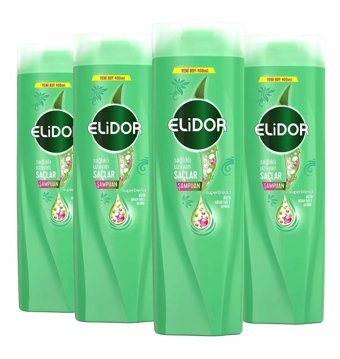 Elidor Sağlıklı Uzayan Saçlar Tüm Saçlar İçin Düz Saçlar İçin Sülfatsız Argan Yağlı 2'si 1 Arada Şampuan 4x400 ml