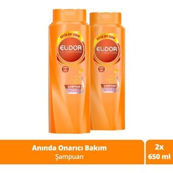 Elidor Onarıcı Onarıcı Yıpranmış Saçlar İçin Keratinli C Vitamini - Keratin Şampuan 2x650 ml