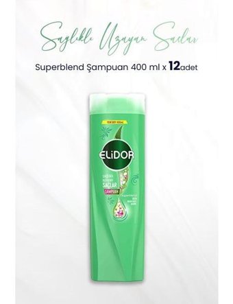 Elidor Superblend Saç Uzatan Tüm Saçlar İçin Düz Saçlar İçin Argan Yağlı 2'si 1 Arada Şampuan 12x400 ml