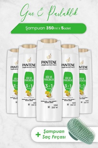 Pantene Pro-V Güç ve Parlaklık Tüm Saçlar İçin 3'ü 1 Arada Şampuan 5x350 ml
