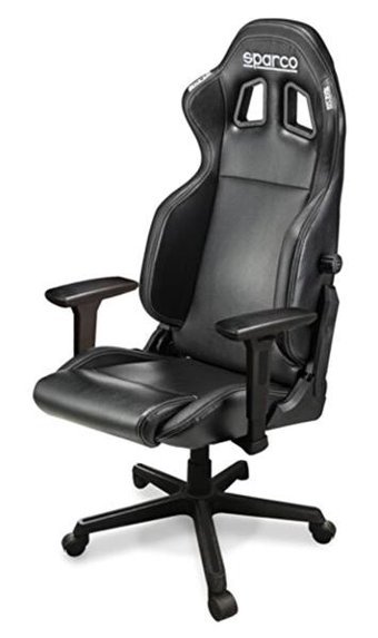 Sparco Icon Ortopedik Suni Deri Oyuncu Koltuğu Siyah