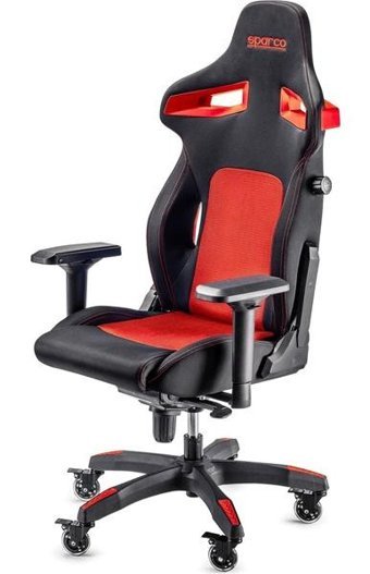 Sparco Stint Ortopedik Suni Deri Oyuncu Koltuğu Kırmızı - Siyah