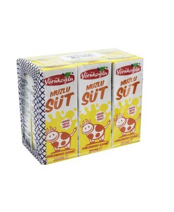 Yörükoğlu Yağlı UHT Laktozlu Muzlu İnek Süt 6x180 ml