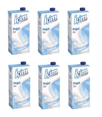 İçim Yarım Yağlı Laktozlu Sade İnek Süt 6x1 lt