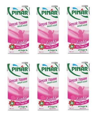 Pınar Yağsız Laktozlu Light Sade İnek Süt 6x1 lt