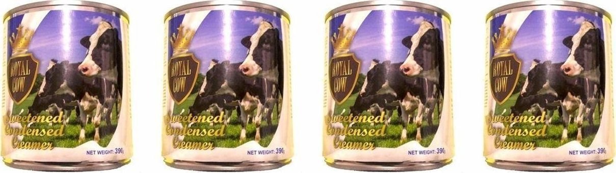 Royal Cow Sweetened Condensed Milk Laktozlu Sade İnek Süt 4x390 gr