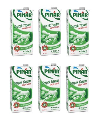 Pınar %2,5 Yağlı Laktozlu Sade İnek Süt 6x1 lt