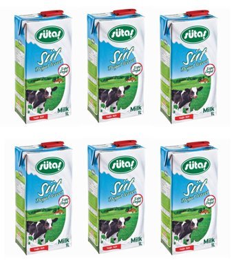 Sütaş Yağlı Laktozlu Sade İnek Süt 6x1 lt