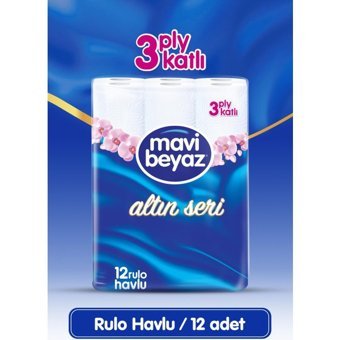 Mavi Beyaz Kokulu 3 Katlı 12'li Rulo Kağıt Havlu