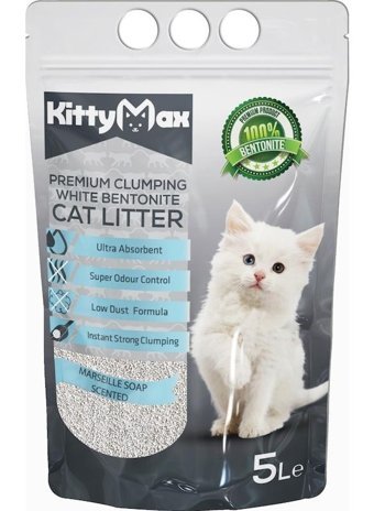 Kittymax Marsilya Sabunu Kokulu Topaklanan İnce Taneli Bentonit Kedi Kumu 5 lt