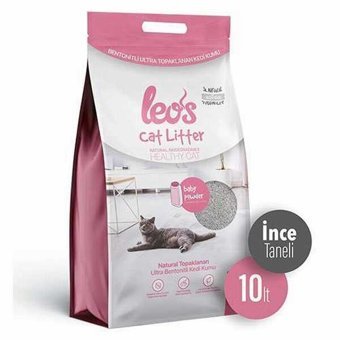 Leos Bebek Pudralı Topaklanan İnce Taneli Bentonit Kedi Kumu 2x10 lt