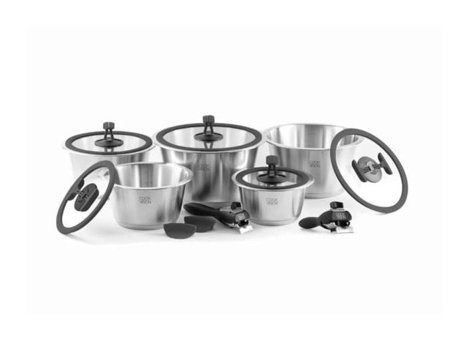 Leggno COOKVISION 1058 14 Parça Cam Kapaklı Bakalit Saplı Paslanmaz Çelik Tencere Seti