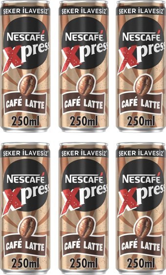 Nescafe Xpress Şekersiz Cafe Latte Soğuk Kahve 6x250 ml