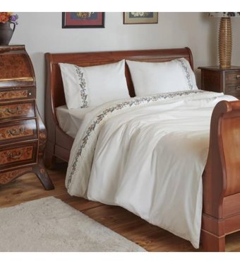 Karaca Home Belen Pamuklu 4 Mevsim 200 x 220 cm Nakışlı Çarşaflı Çift Kişilik Nevresim Takımı Beyaz