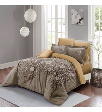 Monohome Autumn Pamuk-Saten 4 Mevsim 200 x 220 cm 3D Desenli Çarşaflı Çift Kişilik Nevresim Takımı Kahverengi