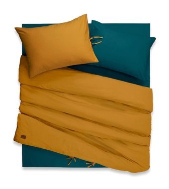 Sabia DUOCOLOR Pamuklu 4 Mevsim 200 x 220 cm Düz Çarşaflı Çift Kişilik Nevresim Takımı Koyu Sarı