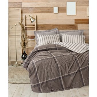 Cotton Box Warm Flanel Pamuk-Polyester 4 Mevsim 160 x 220 cm Desenli Çarşaflı Çift Kişilik Nevresim Takımı Caldo Kahve