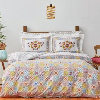 Karaca Home Lumina Pamuklu 4 Mevsim 200 x 220 cm Desenli Çarşaflı Çift Kişilik Nevresim Takımı Sarı