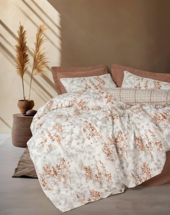 Cotton Box Pikesiz Pamuklu 4 Mevsim 200 x 220 cm Desenli Çarşaflı Çift Kişilik Nevresim Takımı Lamina Tarçın