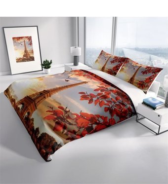 Monohome Eiffel Pamuk-Saten 4 Mevsim 200 x 220 cm 3D Desenli Çarşaflı Çift Kişilik Nevresim Takımı Çok Renkli