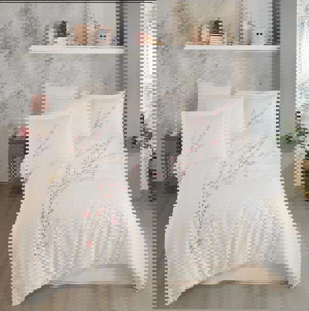 Hobby Premium Pamuklu 4 Mevsim 200 x 220 cm Nakışlı Çarşaflı Çift Kişilik Nevresim Takımı Vera Krem