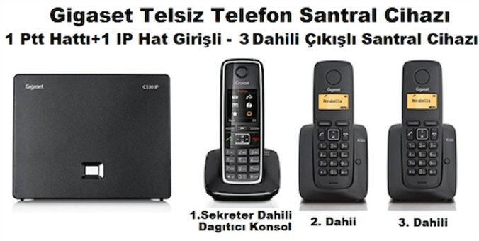 Gigaset C530 IP 3 Ahizeli Ekranlı Kablosuz Telsiz Telefon