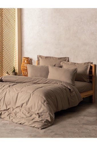 Cotton Box Plaid Ranforce Pamuk 160x220 cm Çarşaflı Tek Kişilik Nevresim Takımı Kahverengi