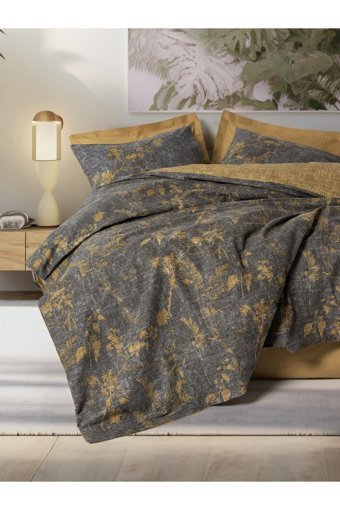 Cotton Box Dual Pamuk 160x220 cm Çarşaflı Tek Kişilik Nevresim Takımı Hardal