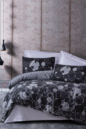 Cotton Box Dark Pamuk 160x220 cm Çarşaflı Lastikli Tek Kişilik Nevresim Takımı Gri