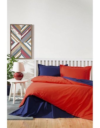 Özdilek Colormix Pamuk 160x220 cm Çarşaflı Düz Renk Tek Kişilik Nevresim Takımı Kırmızı-Lacivert