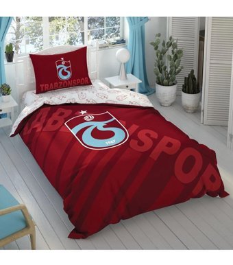 Taç Pamuk 260x220 cm Çarşaflı Lastikli Trabzonspor Tek Kişilik Nevresim Takımı Bordo
