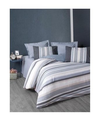 Cotton Box Linan Ranforce Pamuk 160x220 cm Tek Kişilik Nevresim Takımı Gri