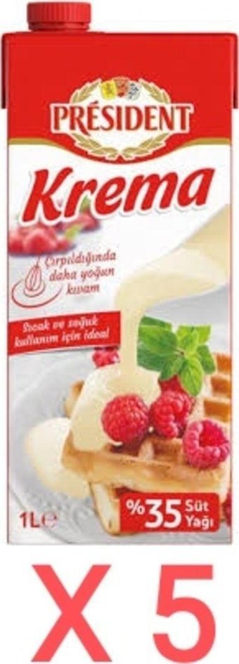 President %35 Süt Yağı Yemeklik Krema 5x1 lt