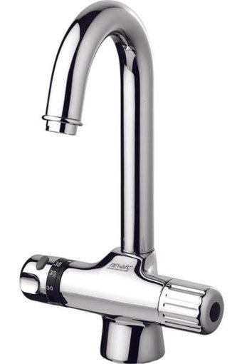 Newarc Teknotermostatık 500581 Spiralli Kuğu Çift Girişli Aç Kapa Eviye Bataryası Krom