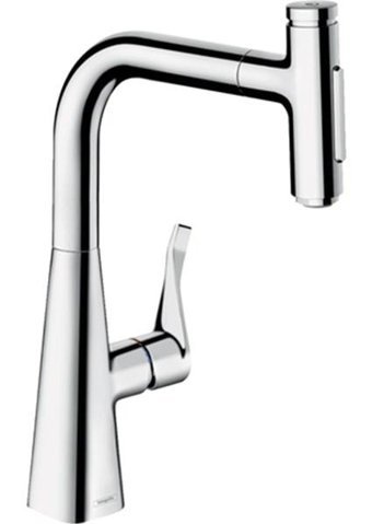 Hansgrohe Metris Select M71 73822000 Spiralli Çift Girişli Çevirmeli Eviye Bataryası Krom