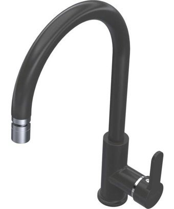 Polex Cristalux Swan-3 Kuğu Çift Girişli Aç Kapa Eviye Bataryası Antrasit