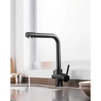 Rena Design Arıtmalı Üç Girişli Aç Kapa Eviye Bataryası Siyah