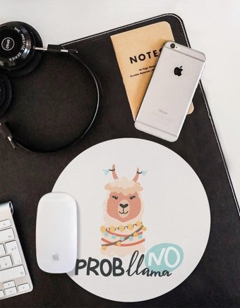 WuW No ProbLama Yuvarlak 20 cm S Mousepad Çok Renkli