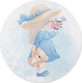 WuW Yuvarlak Retro Kız 20 cm S Mousepad Çok Renkli