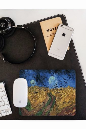 WuW Van Gogh Wheatfield With Crows 22x18 cm S Mousepad Çok Renkli