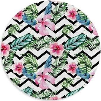 WuW Tropikal Bitkiler Yuvarlak 20 cm S Mousepad Çok Renkli