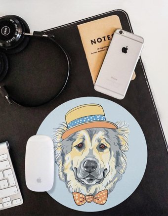 WuW Hipster Köpek Yuvarlak 20 cm S Mousepad Çok Renkli